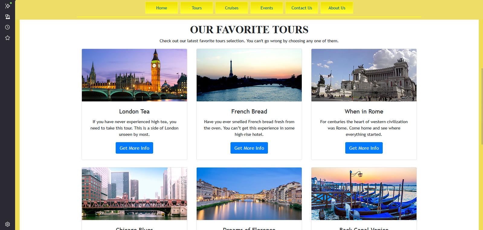 Favorite City Tours site screenshot